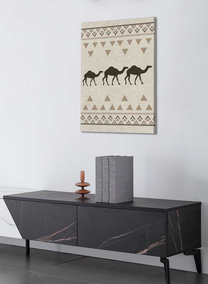 لوحة كانفاس على إطار خشبي تجسّد جِمال بتصميم مستوحى من الطابع السعودي - Image 3