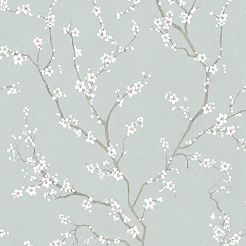 RoomMates RMK11272WP Blue Cherry Blossom Peel and Stick Wallpaper