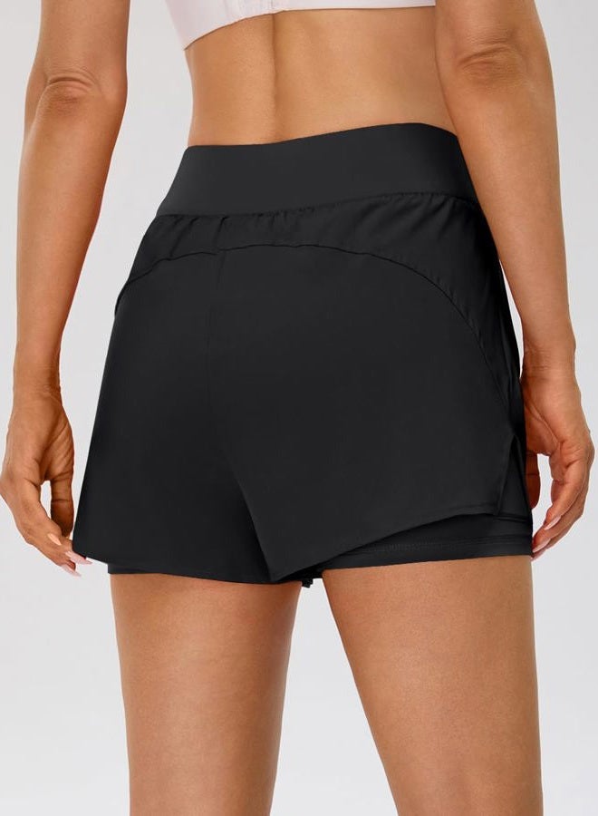 BMJL Womens 2 in 1 Running Shorts with Zip Pockets 3" Quick Dry High Waisted Gym Workout Shorts with Liner - Image 2