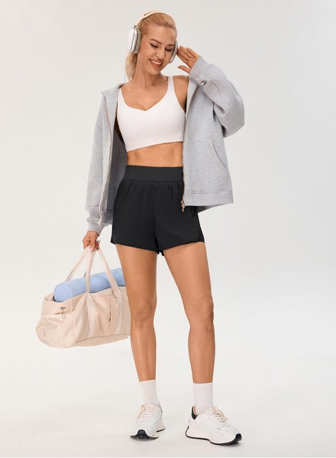 BMJL Womens 2 in 1 Running Shorts with Zip Pockets 3" Quick Dry High Waisted Gym Workout Shorts with Liner - Image 3