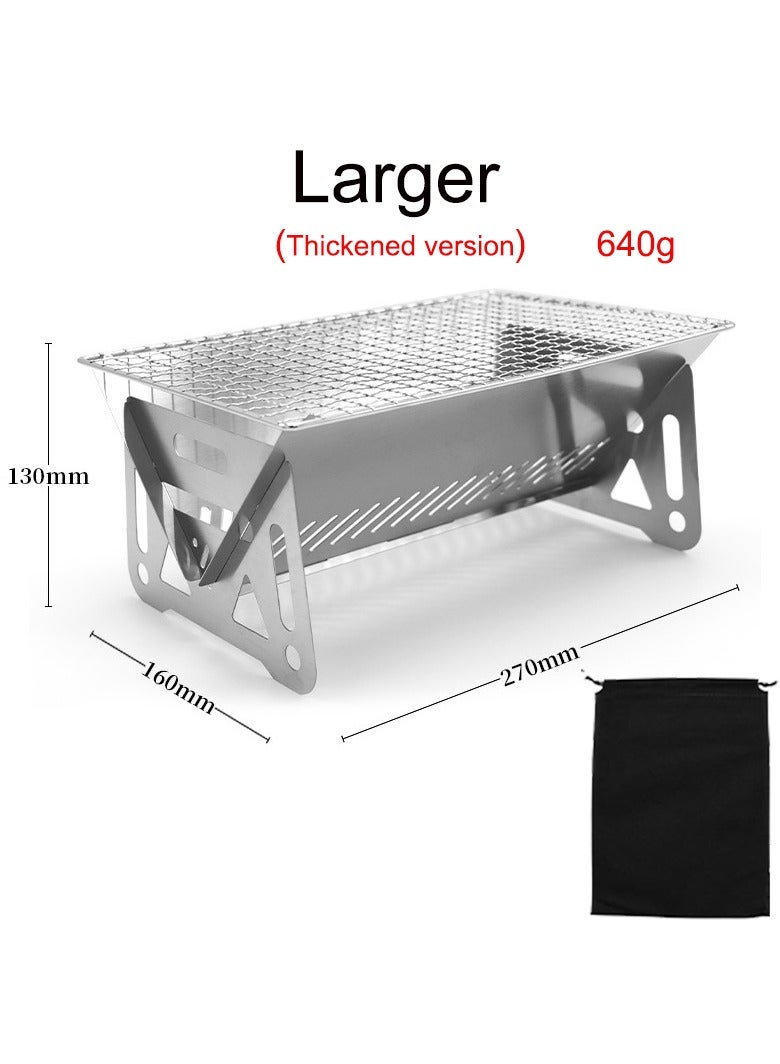 AROAQ Stainless Steel Mini Grill Charcoal, Portable Charcoal Grill,  Instant Foldable Multifunction Camping Bbq Grill, Larger Thickened Version, 640 g - Image 1