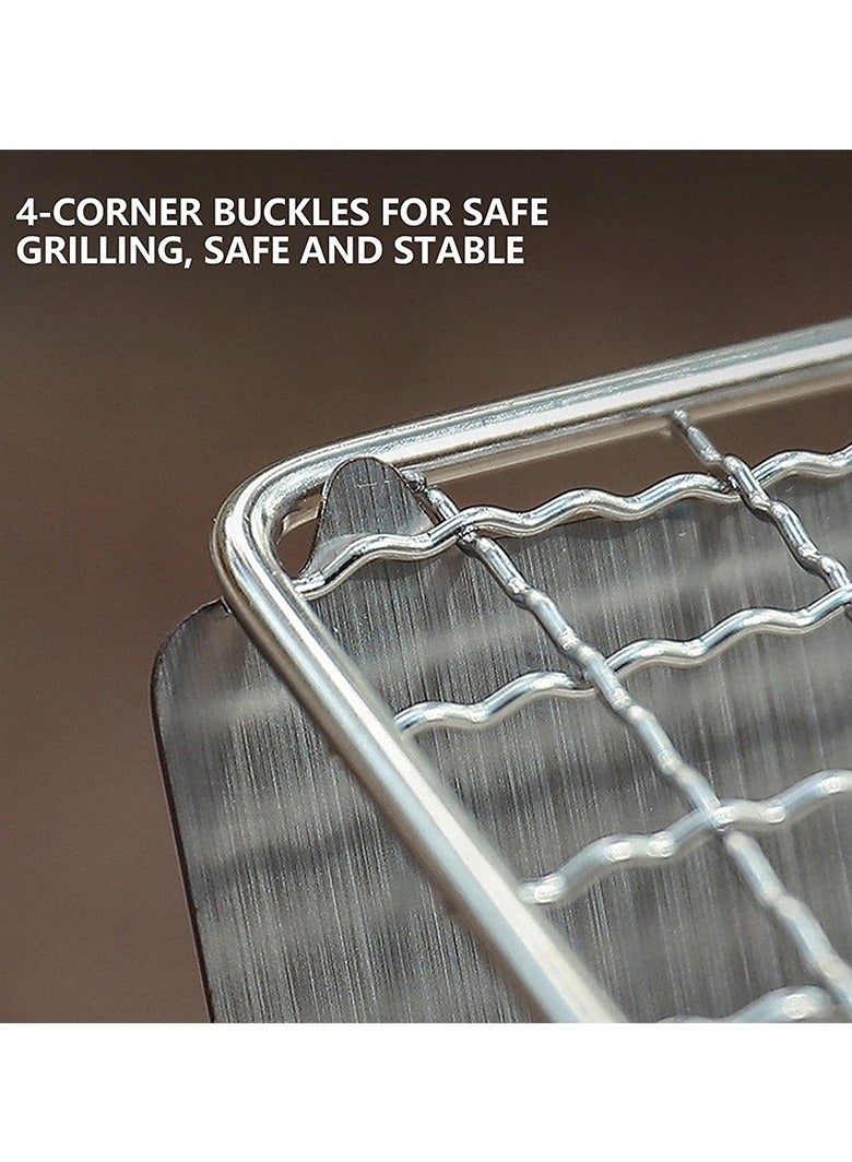 AROAQ Stainless Steel Mini Grill Charcoal, Portable Charcoal Grill,  Instant Foldable Multifunction Camping Bbq Grill, Larger Thickened Version, 640 g - Image 2