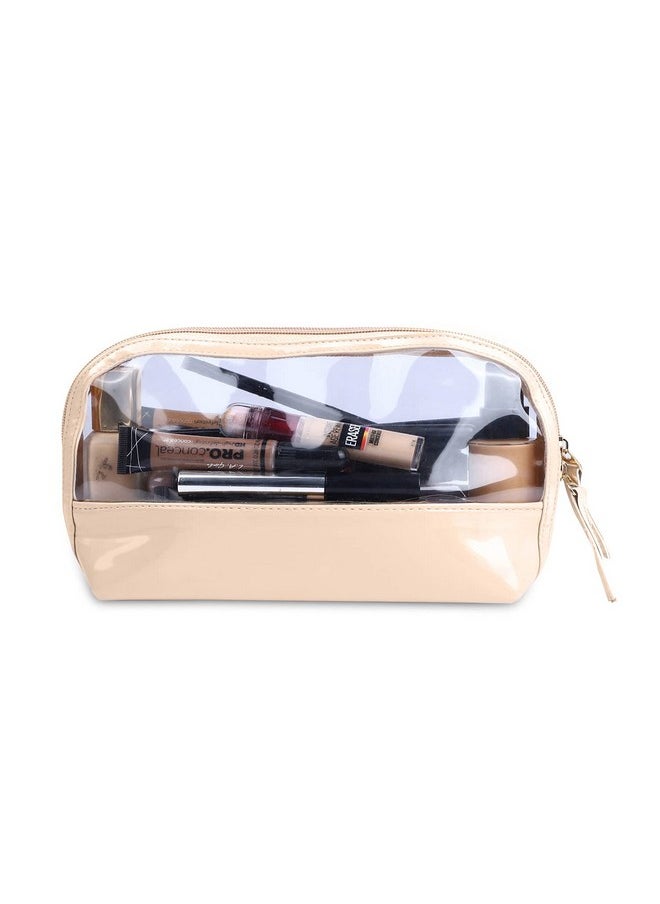 NFI essentials NFI essentials Transparent Makeup Pouch for Women Stylish Pouches for Makeup Accessories Storage Cosmetic Pouches Make up Bag for Girls (Peach)  - Image 3
