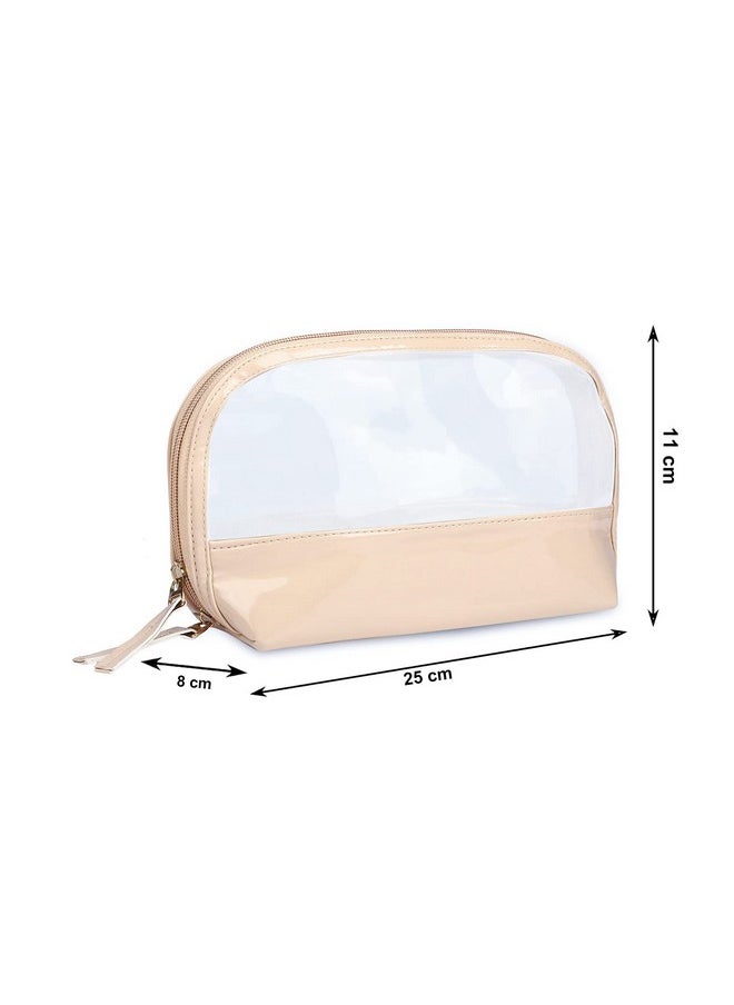 NFI essentials NFI essentials Transparent Makeup Pouch for Women Stylish Pouches for Makeup Accessories Storage Cosmetic Pouches Make up Bag for Girls (Peach)  - Image 4