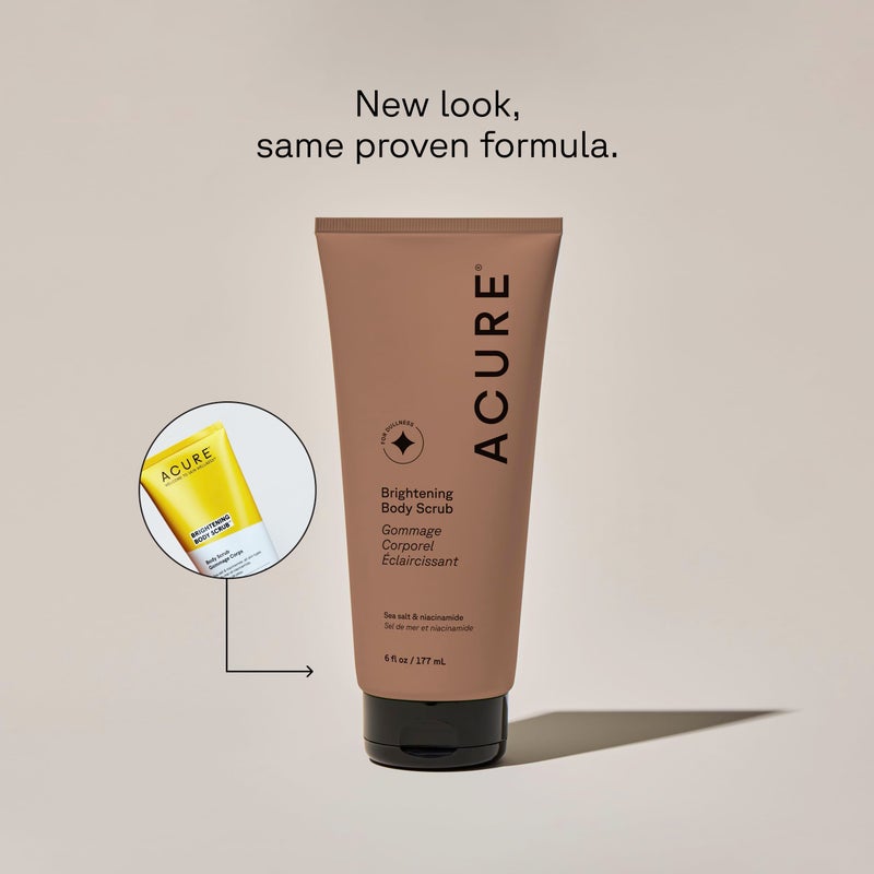 Acure سكراب الجسم المشرق من أكور - سكراب مقشر للجسم مع ملح البحر، مقشر للرجال والنساء لتنعيم البشرة الحساسة وإزالة خلايا الجلد الميتة، مقشر مع الطين ومستخلص النياسيناميد - 6 أونصة سائلة - Image 2