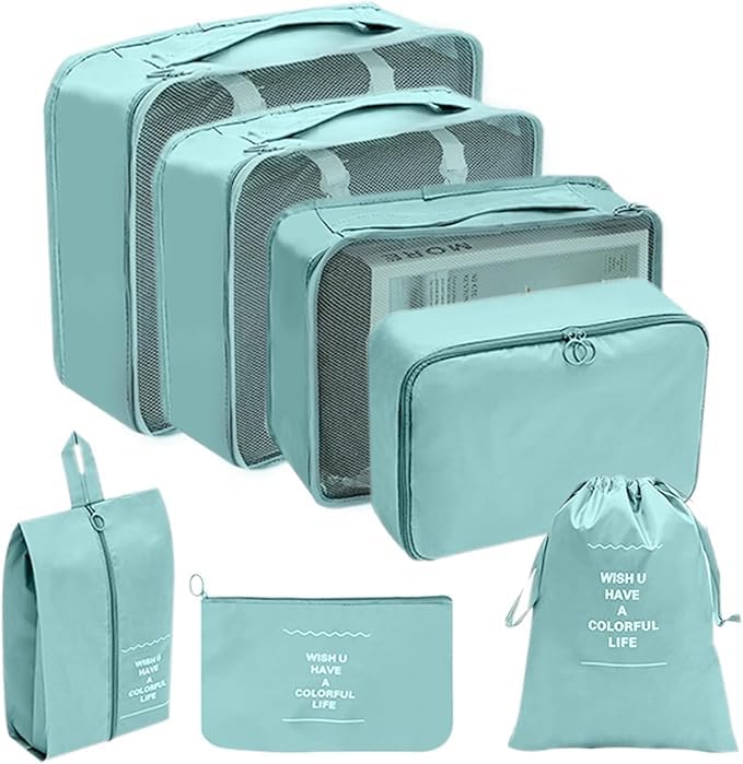 Kunji 7 Pcs Packing Cubes for Travel Travel Organizer Bags for Luggage Suitcase Organizer Bags Set with Different Travel Accessories Bag for Men and Woman Multi Color - Image 1