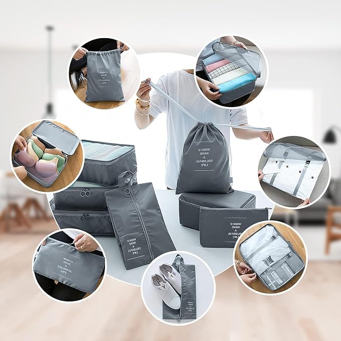 Kunji 7 Pcs Packing Cubes for Travel Travel Organizer Bags for Luggage Suitcase Organizer Bags Set with Different Travel Accessories Bag for Men and Woman Multi Color - Image 4