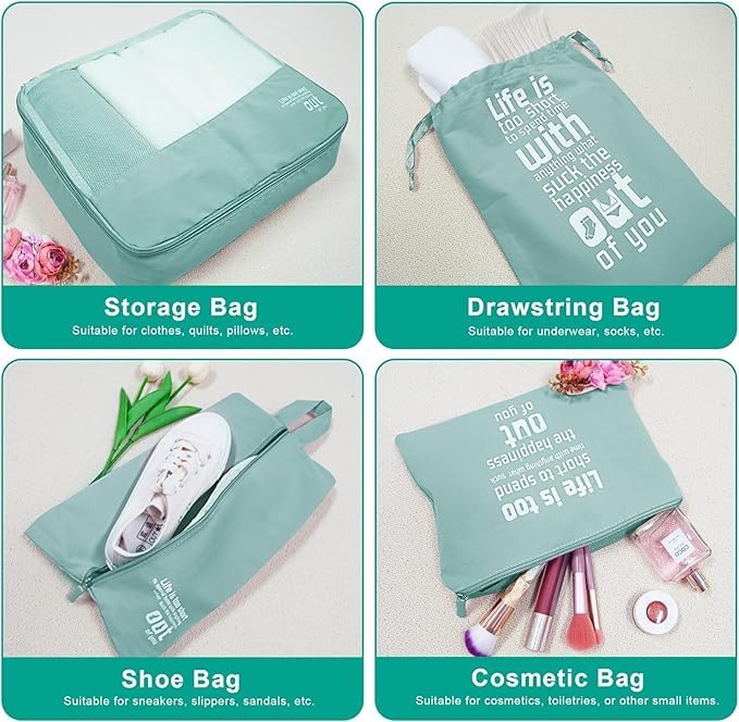Kunji 7 Pcs Packing Cubes for Travel Travel Organizer Bags for Luggage Suitcase Organizer Bags Set with Different Travel Accessories Bag for Men and Woman Multi Color - Image 5