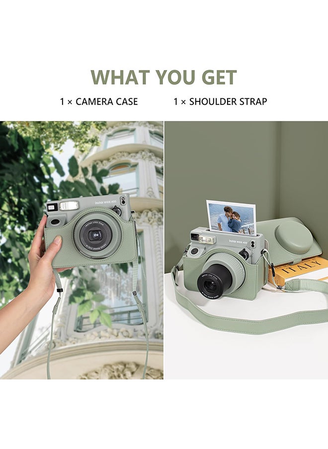 O Ozone Camera Case for Instax Wide 400 Camera, PU Leather Protective Carrying Camera Bag with Adjustable Shoulder Strap- Fresh Green  - Image 5