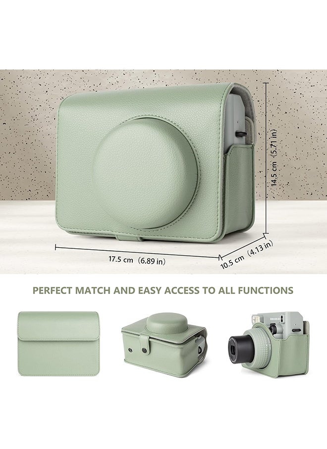 O Ozone Camera Case for Instax Wide 400 Camera, PU Leather Protective Carrying Camera Bag with Adjustable Shoulder Strap- Fresh Green  - Image 3