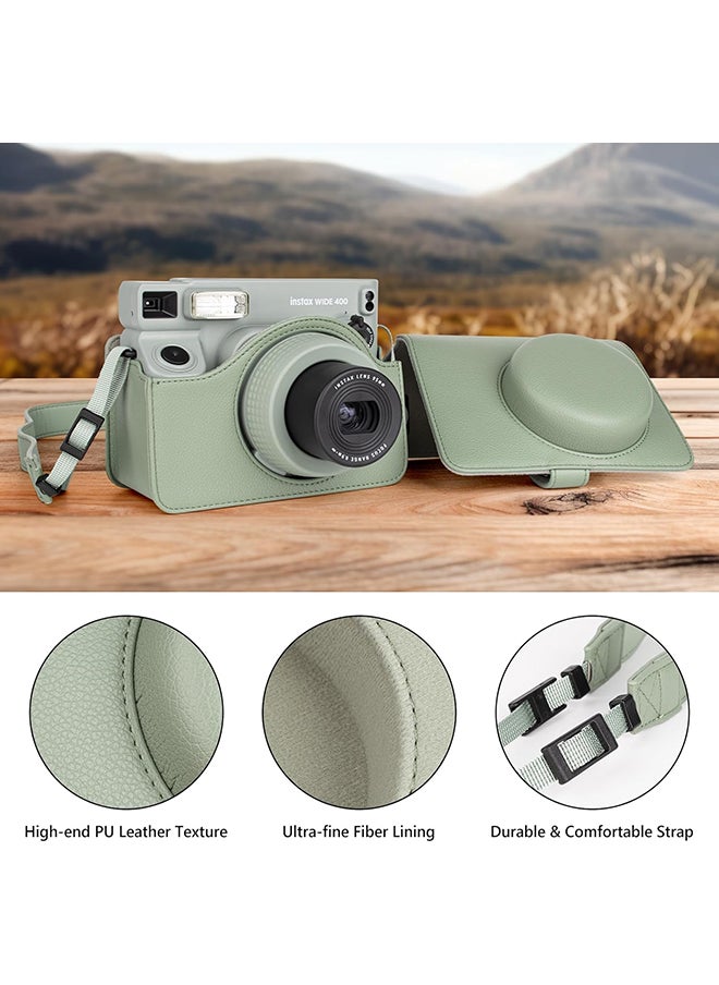 O Ozone Camera Case for Instax Wide 400 Camera, PU Leather Protective Carrying Camera Bag with Adjustable Shoulder Strap- Fresh Green  - Image 4