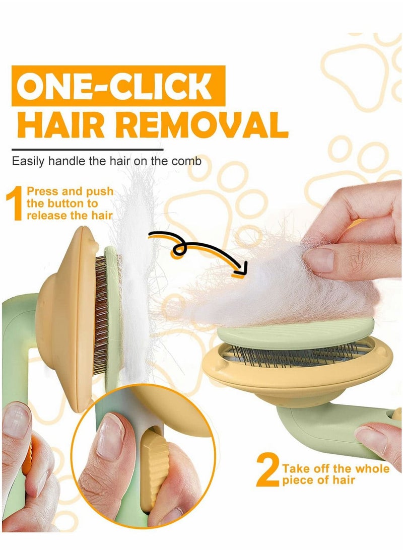 SYOSI - Cat Brush for Grooming, Dog Slicker for Long Haired Short cats and Dog, Puppy Remover Haired 90% Loss Hair, One-Click Cleaning, Waterproof, Safety Comb Needle - Image 1