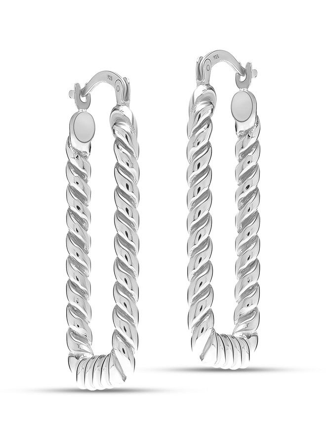 LeCalla Sterling Silver Hoop Earrings for Women | Lightweight Silver Chunky Hoop Earrings | Handmade Electroform Hollow Italian Design Click-Top Earrings Hoop, Sterling Silver, No Gemstone - Image 4