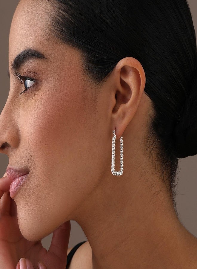 LeCalla Sterling Silver Hoop Earrings for Women | Lightweight Silver Chunky Hoop Earrings | Handmade Electroform Hollow Italian Design Click-Top Earrings Hoop, Sterling Silver, No Gemstone - Image 2