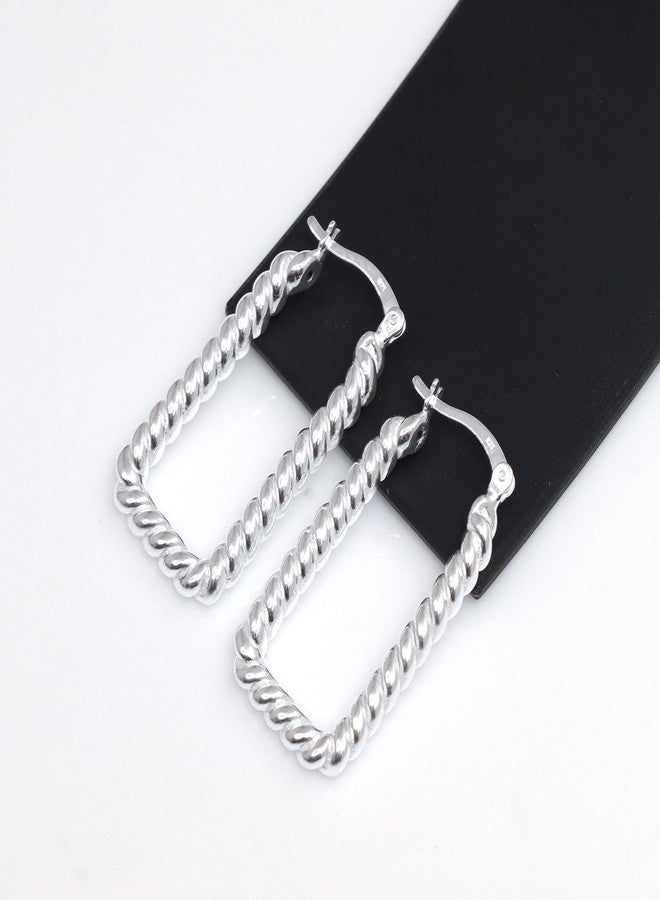 LeCalla Sterling Silver Hoop Earrings for Women | Lightweight Silver Chunky Hoop Earrings | Handmade Electroform Hollow Italian Design Click-Top Earrings Hoop, Sterling Silver, No Gemstone - Image 3