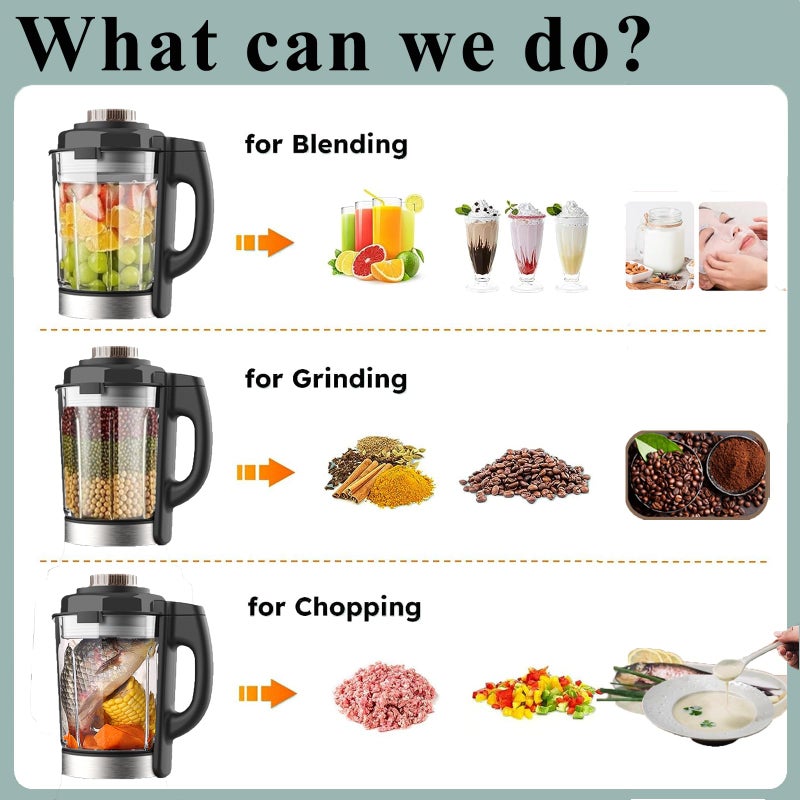YPCOO Countertop Food Blender,Hot Soup Maker,High-Speed Kitchen Food Processor with 9 One Touch Programs,12H Preset,Self-Cleaning,Crushing,Mixing,Juices,Pureeing,Grinding,Chopping,Auto-shutoff, 60OZ, 1200W - Image 2