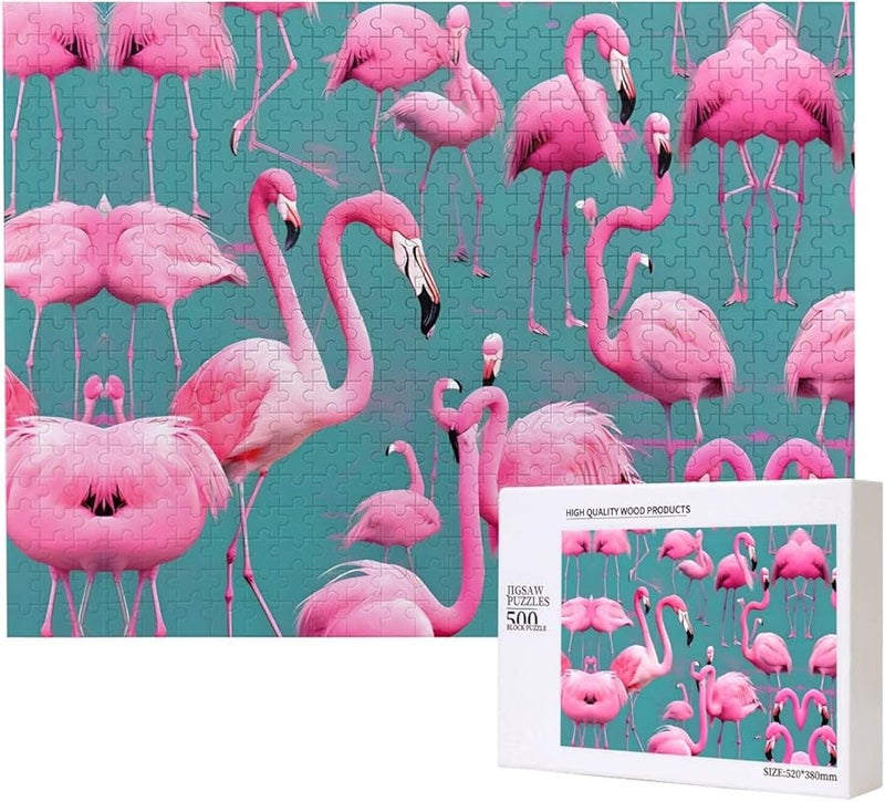 لغز بانوراما قطعة فلامنغو فايا 500 قطعة للبالغين ديكور المنزل 20.4 × 15 بوصة - Image 1