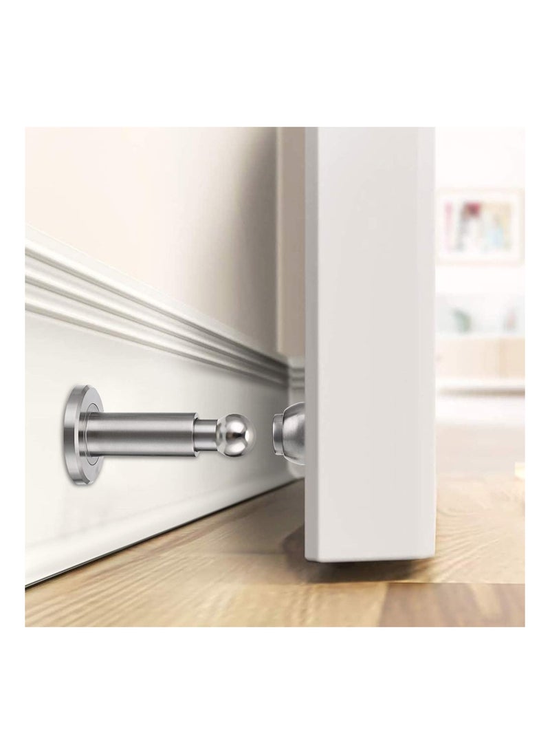 Generic Sturdy Magnetic Door Stopper Adjustable Stainless Steel Stop with Hardware Wall Mounted Magnetism Metal Doorstop for Bedroom Bathroom Kitchen Home Office Silver  - Image 2