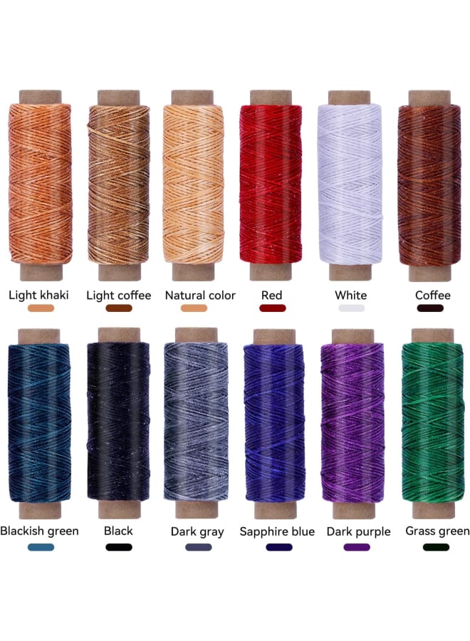 12 Color Leather Sewing Thread, 50m Waxed Thread Kit, 150d Sewing Thread for Leather Sewing Waxed Thread Cord for Leather Craft DIY/Bookbinding/Shoes Repairing/Leather Projects  - Image 4