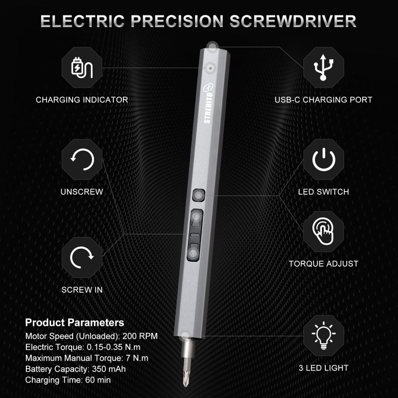 Strebito Mini Electric Screwdriver  144-Piece Electric Precision Screwdriver Set Small Power Screwdriver Cordless Rechargeable  Electronic Repair Tool Kit For Pc  Computer  Laptop  Phone  Rc Drone - Image 2