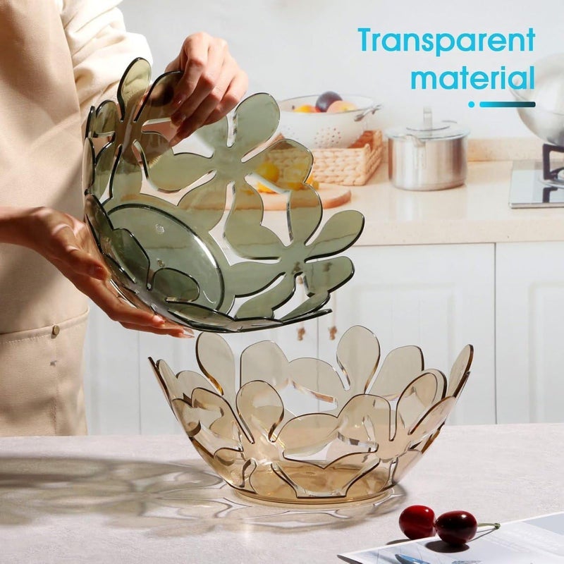 IQS Enterprise Fruit Basket for Home Kitchen Creative Petal Shaped Fruit Basket Transparent Flower Cutout Fruit Bowl Decorative Fruit Tray for Vegetables Snacks Bread Fruits and Candy 1 pcs - Image 4