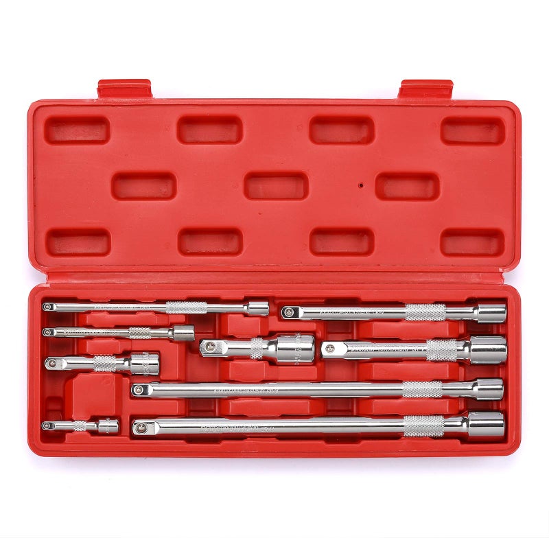 MIXPOWER 9-Piece Extension Bar Set, 1/4", 3/8" and 1/2" Drive Socket Extension Bar, CR-V, Mirror Finish - Image 1