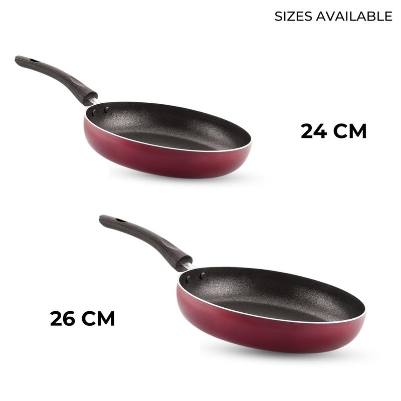 Pencil Pencil Aluminium Premium NonStick 24Cm Fry Pan Triple Layer Coating Induction Base Tawa Durable And Efficient Red - Image 5