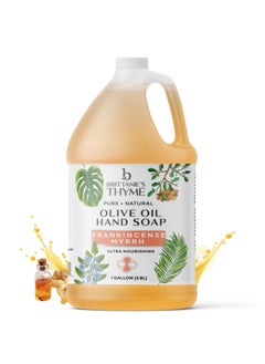 Brittanies Pure Organic Castile Frankincense Myrrh Liquid Olive Soap Refill 1 Gallon  Made with Natural Luxurious Oils Vegan  Gluten Free NonGMO For Face Body Dishes Pets  Laundry