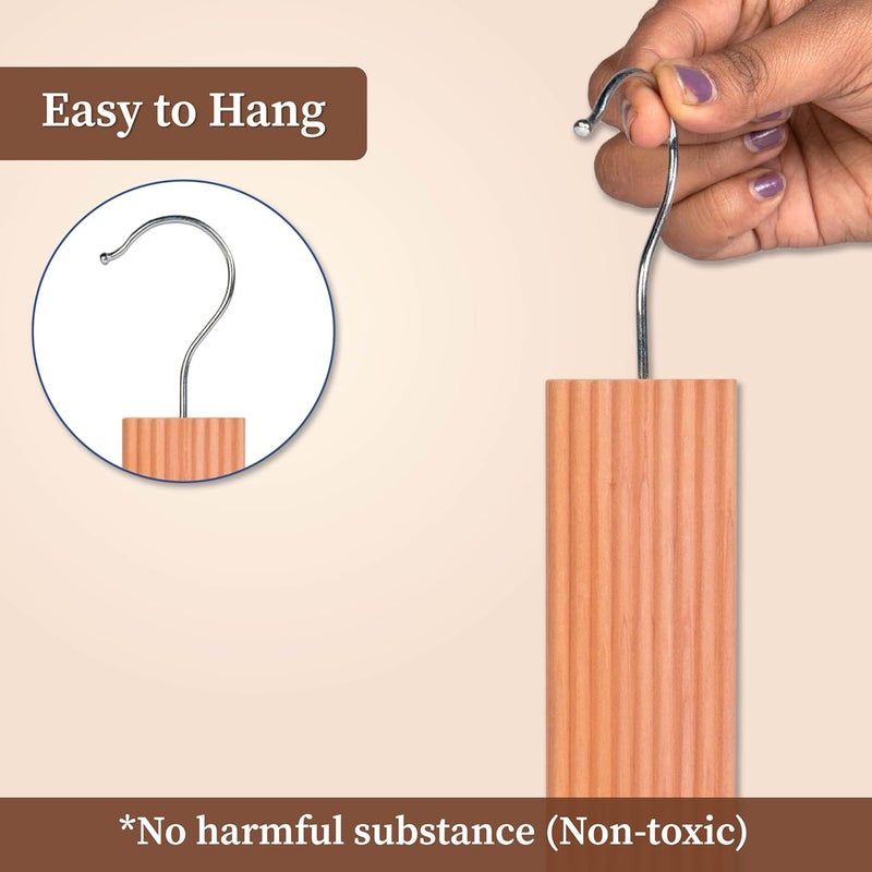 HomeStrap Homestrap Natural Cedar Air Freshener HangUps Pack of 5Hangers Removes Odours and Prevents Pests and MoldCedar Block Hangups for Wardrobe  - Image 5
