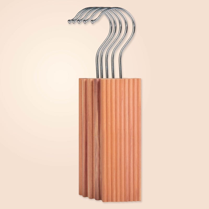 HomeStrap Homestrap Natural Cedar Air Freshener HangUps Pack of 5Hangers Removes Odours and Prevents Pests and MoldCedar Block Hangups for Wardrobe  - Image 1