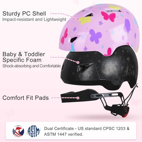 Lemmeko Toddler Helmet, Baby Infant Kids Bike Helmet for Kids Age 1-3/2-4/3-5/5-8 Adjustable Toddler Bike Helmets for Boys Girls for Scooter Skateboard Cycling - Image 2