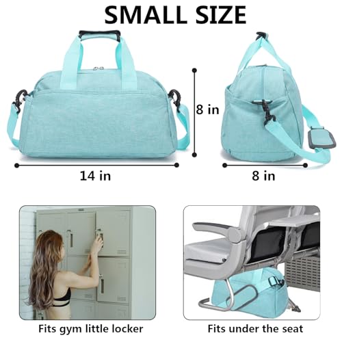 Ineetatu 14 inch Small Gym Bag for Women & Men, Mini Duffel Bag for Travel Sports Lightweight Carry On Bag (Light Green) - Image 3
