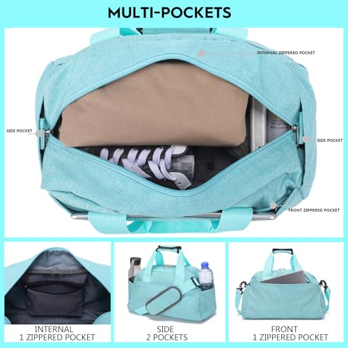 Ineetatu 14 inch Small Gym Bag for Women & Men, Mini Duffel Bag for Travel Sports Lightweight Carry On Bag (Light Green) - Image 2