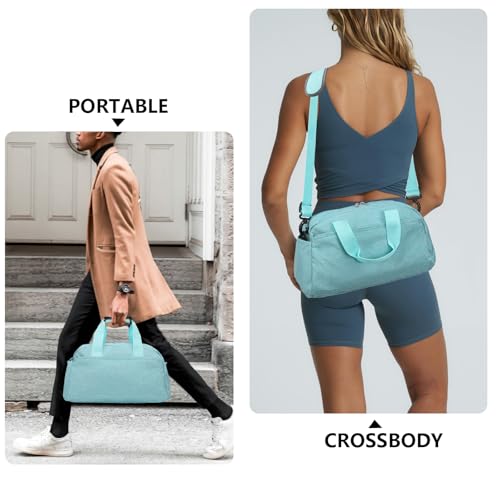 Ineetatu 14 inch Small Gym Bag for Women & Men, Mini Duffel Bag for Travel Sports Lightweight Carry On Bag (Light Green) - Image 4