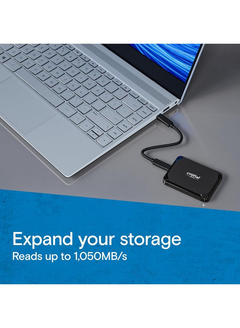 كروشيال SSD محمول X9 سعة 2 تيرابايت - قراءة تصل إلى 1050 ميجابايت/ثانية - أجهزة الكمبيوتر الشخصية وأجهزة Mac، خفيف الوزن وصغير الحجم مع عرض Mylio Photos+ لمدة 3 أشهر - محرك أقراص الحالة الصلبة الخارجي USB 3.2 - CT2000X9SSD902 - Image 2