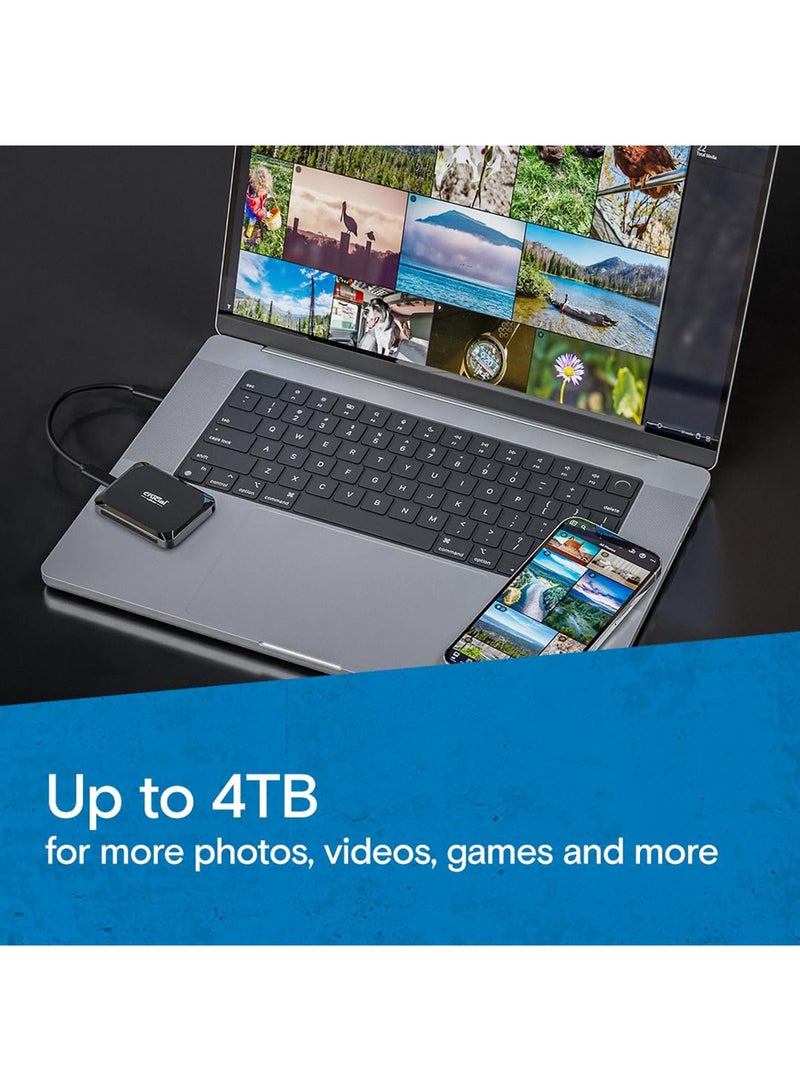 كروشيال SSD محمول X9 سعة 2 تيرابايت - قراءة تصل إلى 1050 ميجابايت/ثانية - أجهزة الكمبيوتر الشخصية وأجهزة Mac، خفيف الوزن وصغير الحجم مع عرض Mylio Photos+ لمدة 3 أشهر - محرك أقراص الحالة الصلبة الخارجي USB 3.2 - CT2000X9SSD902 - Image 5