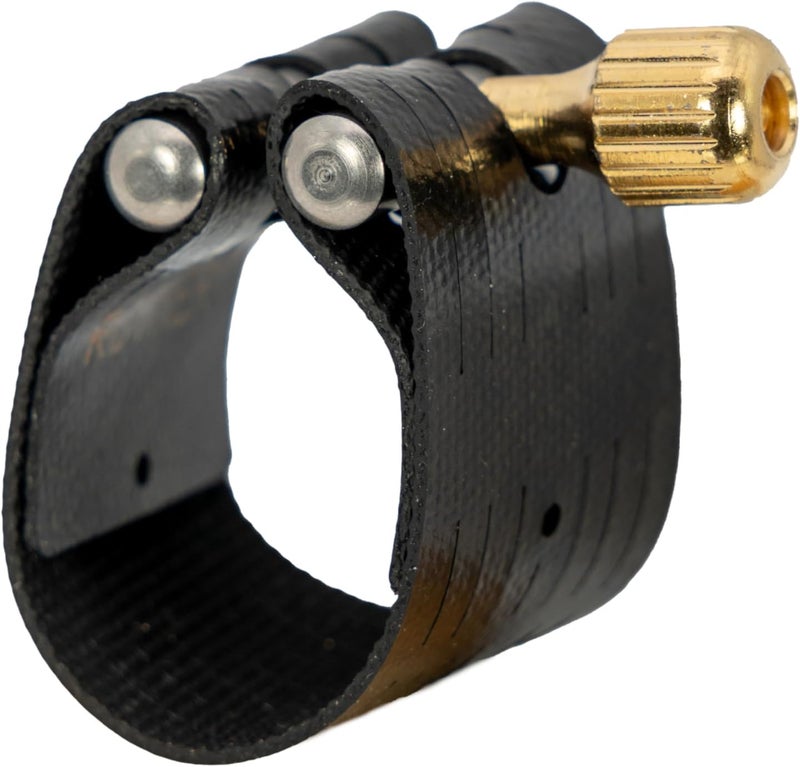 Rovner Ligature u0026 Plastic Cap for Soprano Saxophone - Dark Ligature for Hard Rubber Mouthpiece (1RVS) - Image 1