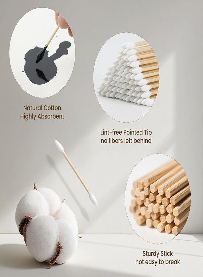 BOVPCAO Pointed Tip Cotton Swabs, 500 Count Double Precision Cotton Buds with Wooden Stick - Pointy Tip Applicators for Makeup, Cosmetic, Nails Polish, Arts & Crafts, Detail Cleaning (SLIDE-OUT PACKAGING) - Image 2