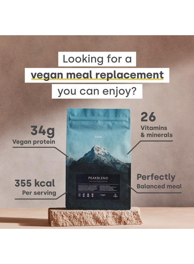 Form  Peakblend - Vegan Meal Replacement | High Protein & Fiber | 26 Vitamins & Minerals | No Artificial Flavors, No Artificial Sweeteners |13 Servings - 1.3Kg (Chocolate Peanut) - Image 2