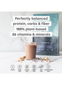 Peakblend - Vegan Meal Replacement | High Protein & Fiber | 26 Vitamins & Minerals | No Artificial Flavors, No Artificial Sweeteners |13 Servings - 1.3Kg (Chocolate Peanut) - pzsku/Z88B98A558FD5641A3B6CZ/45/_/1728309141/54af354b-94be-4249-875b-8ff74db29fec