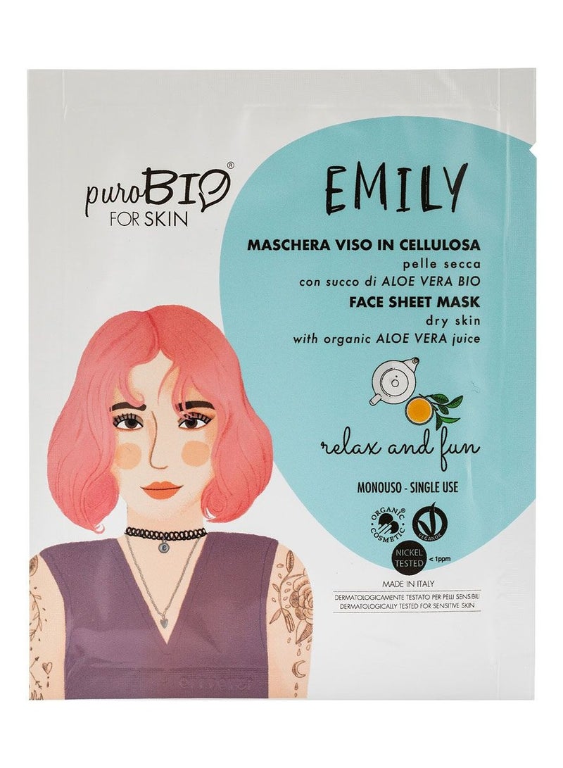 puroBio Emily Face Sheet Mask for Dry Skin Balsamic (relax and fun mask) 1unit - Image 1
