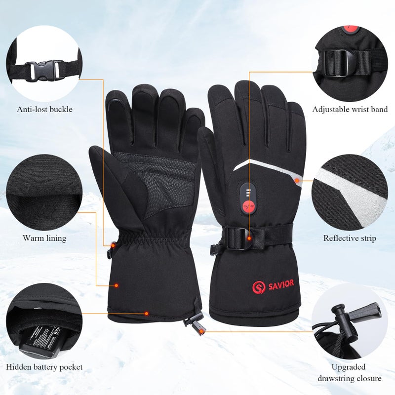 Savior Heat Heated Gloves  Unisex Rechargeable Battery Powered Electric Heating Glove For Winter Outdoor (Black S66B  Small) - Image 4
