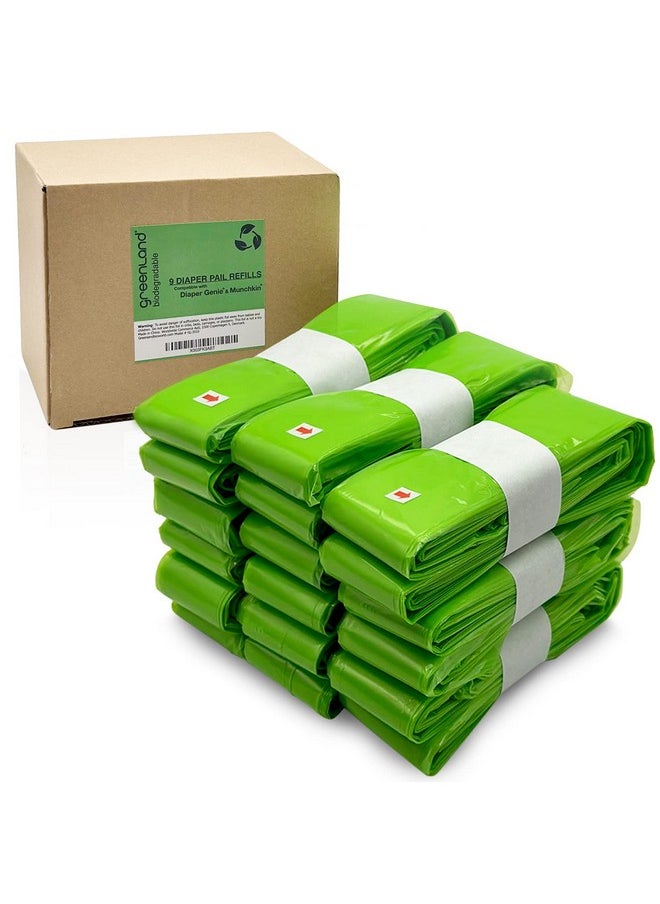 greenland - Biodegradable Diaper Pail Refill Foil For Diaper Genie & Munchkin 9Pack - Image 1