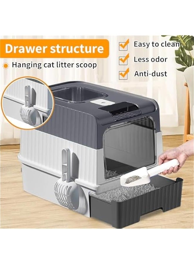 Beauenty Cat Litter Boxes,Foldable Closed Large Cat Litter Box with Lid,Deodorizing Cabin Closed Smell Proof Anti-Splashing with Scoop - Image 3