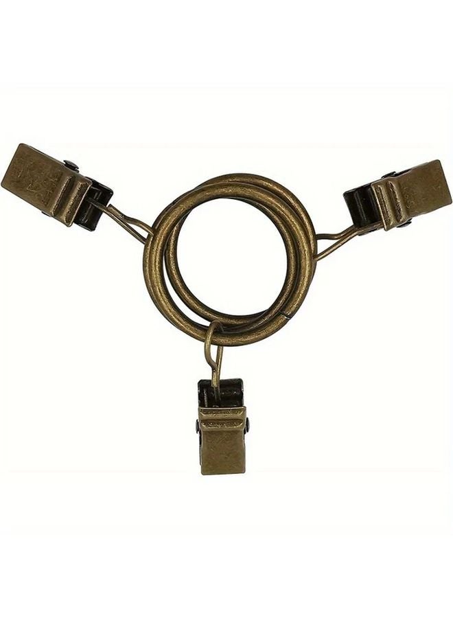 10pcs Bronze Vintage Antique Brass Metal Curtain Rings With Clips Heavy Duty Drapery Hangers - Image 1