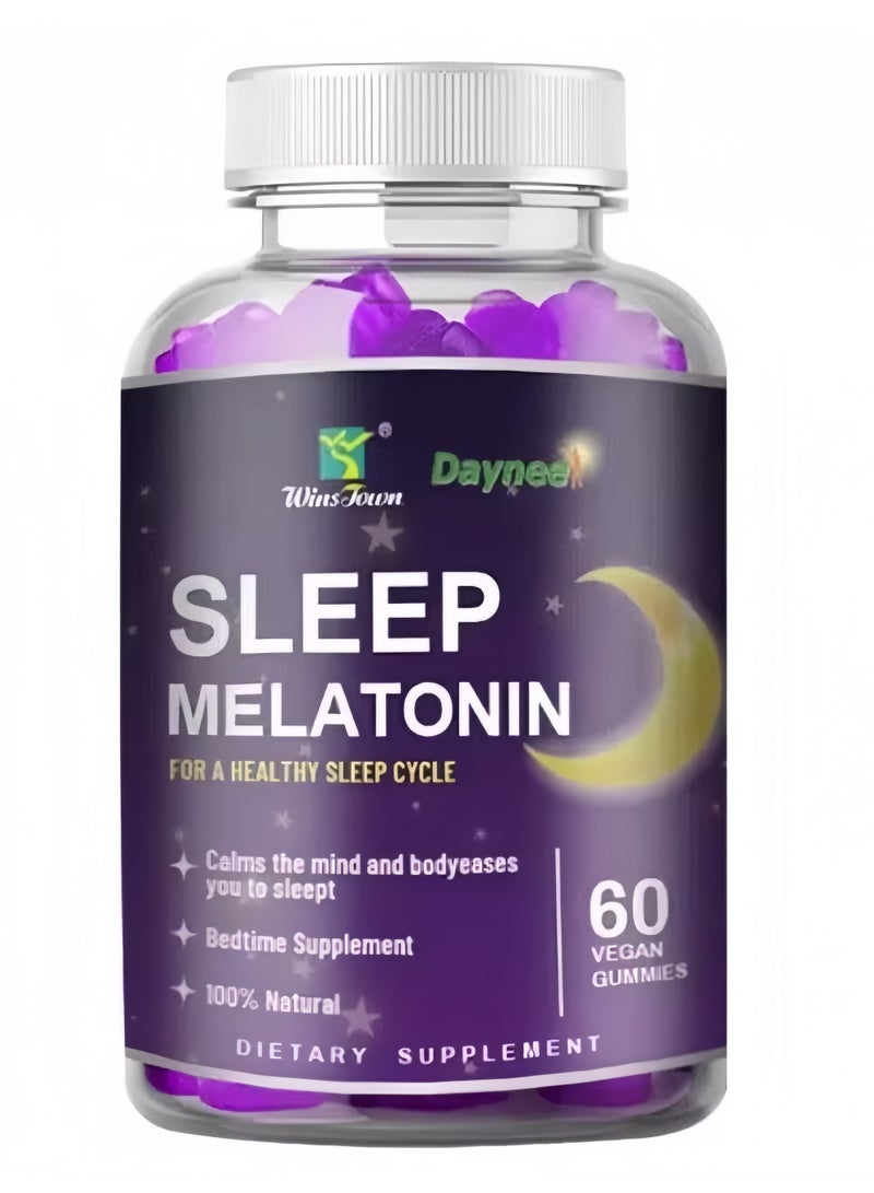 Wins Town Daynee 6-in-1 Sleep Melatonin Gummies | 5mg Melatonin, L-Theanine & Ashwagandha | Natural Sleep Aid for Fall Asleep Faster, Stay Asleep Longer & Stress Relief – 60 Vegan Gummies - Image 1