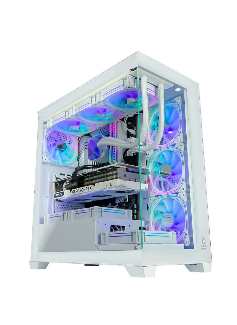 Game Sekret HiFly Magna Gaming PC - Intel Core i7-13700K Processor | NVIDIA RTX 4070 Super 12GB GPU | 64GB DDR5 RAM | 2TB M.2 NVMe SSD + 4TB HDD | 360mm Liquid Cooler | WiFi + Bluetooth Ready | Windows 11 Pro | Game Sekret Desktop Computer Tower (White)  - Image 1