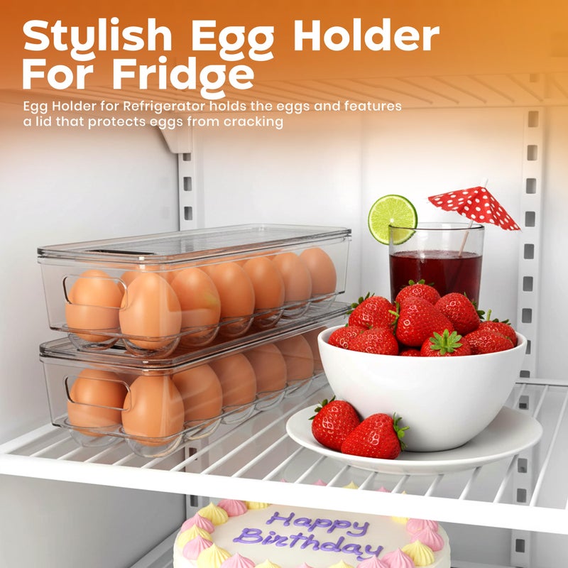 Utopia Home Egg Container With Lid and Handle for Refrigerator - Pack of 4 - Clear Stackable Egg Holder for Kitchen Storage and organization - Image 5
