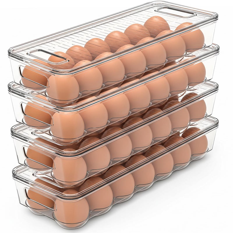 Utopia Home Egg Container With Lid and Handle for Refrigerator - Pack of 4 - Clear Stackable Egg Holder for Kitchen Storage and organization - Image 1