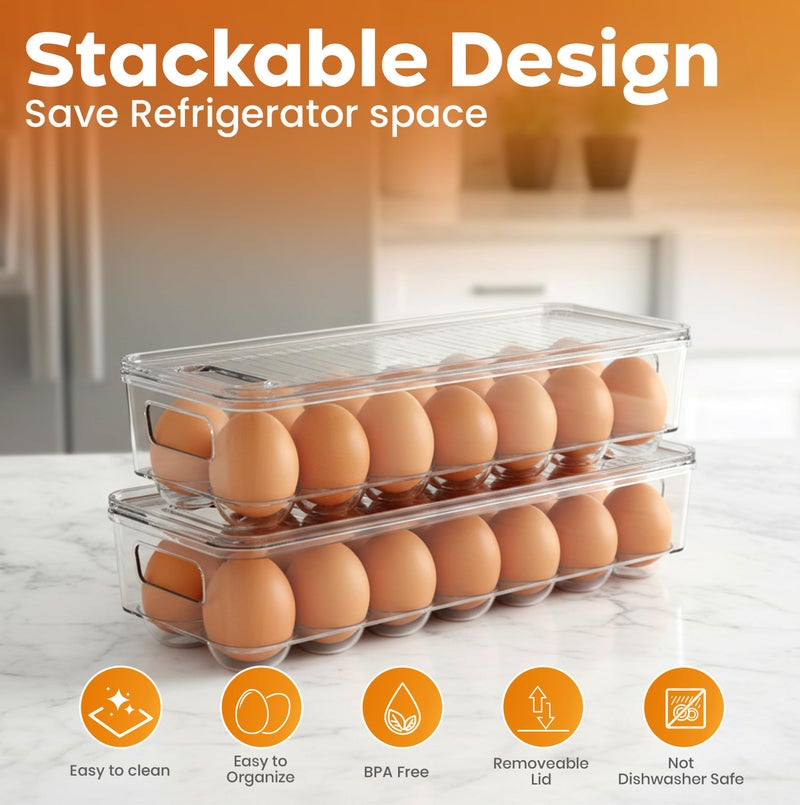 Utopia Home Egg Container With Lid and Handle for Refrigerator - Pack of 4 - Clear Stackable Egg Holder for Kitchen Storage and organization - Image 4